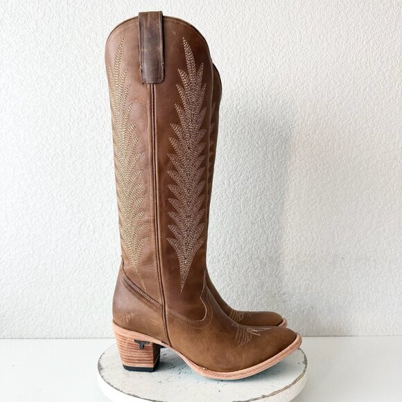 Lane JENTRY Knee High Womens Cowboy Boots 8.5 Brown Leather Western Cowgirl Tall - Picture 2 of 11